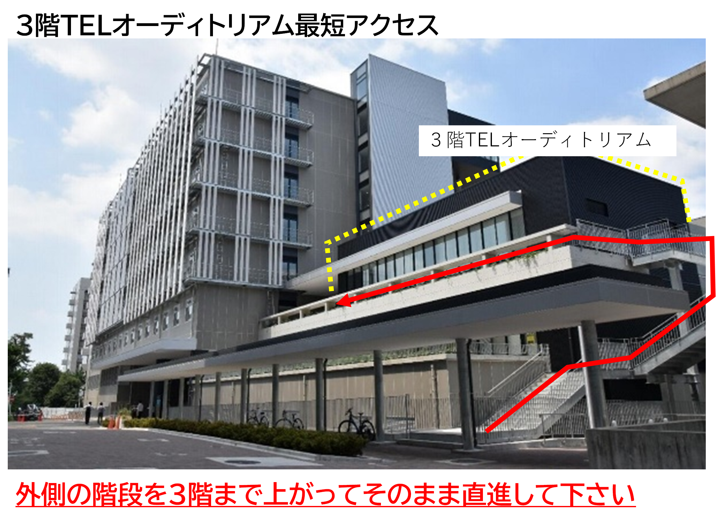3階TELオーディトリアムの最短アクセスの図